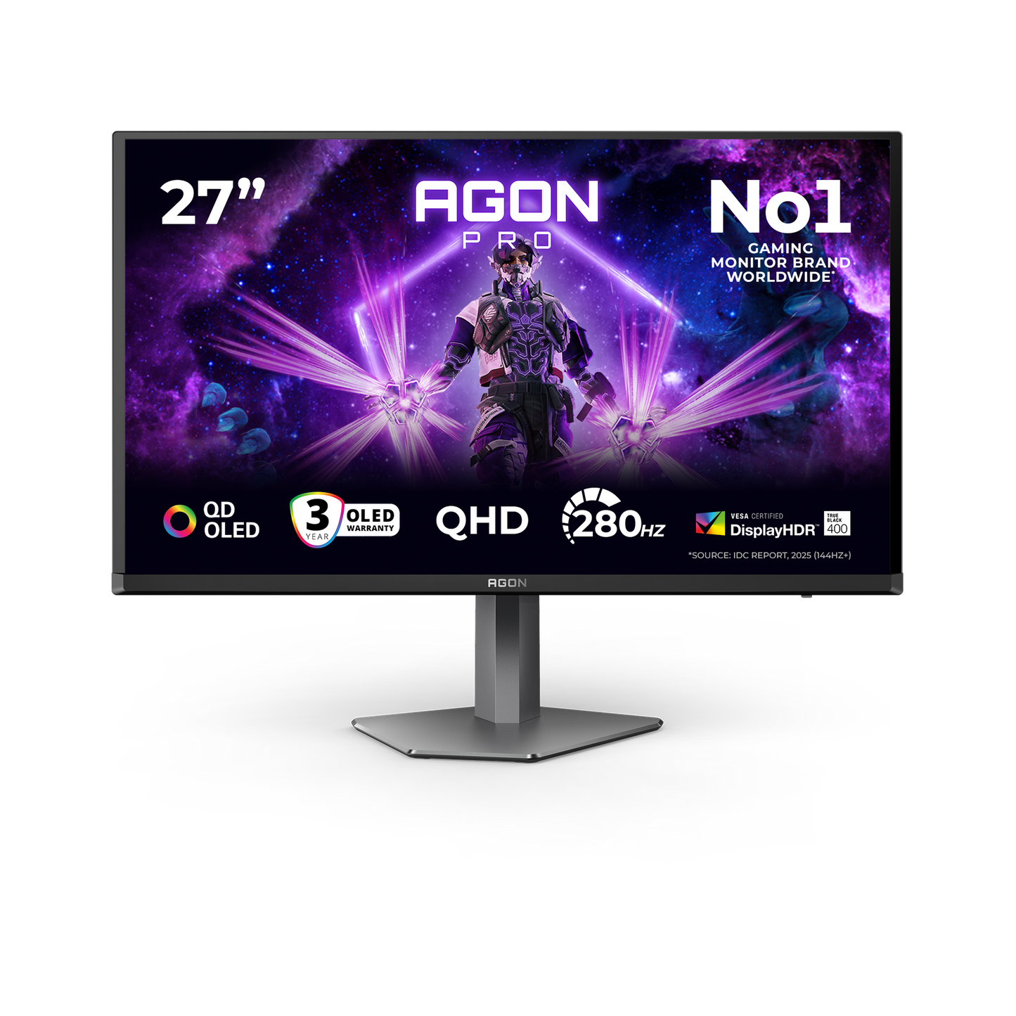 AOC AG276QZD2 AGON|27 inch OLED QHD 2560x1440 240Hz|0.03ms| 450nits|HDMI DP| Speakers|Ergo Stand|Pivot|Swivel|2YR Warranty | dynacor.co.za