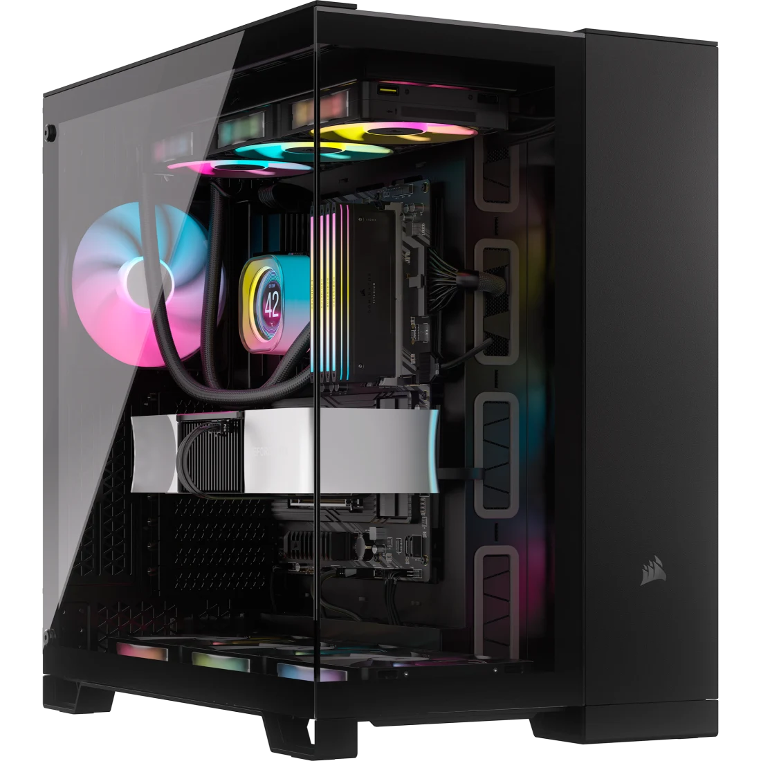 CORSAIR 6500X Mid-Tower Black Dual Chamber PC Case; 2x 3.5'' | 2x 2.5'' Drive Bays; Up to 360mm Radiator compatible - Supports BTF | dynacor.co.za