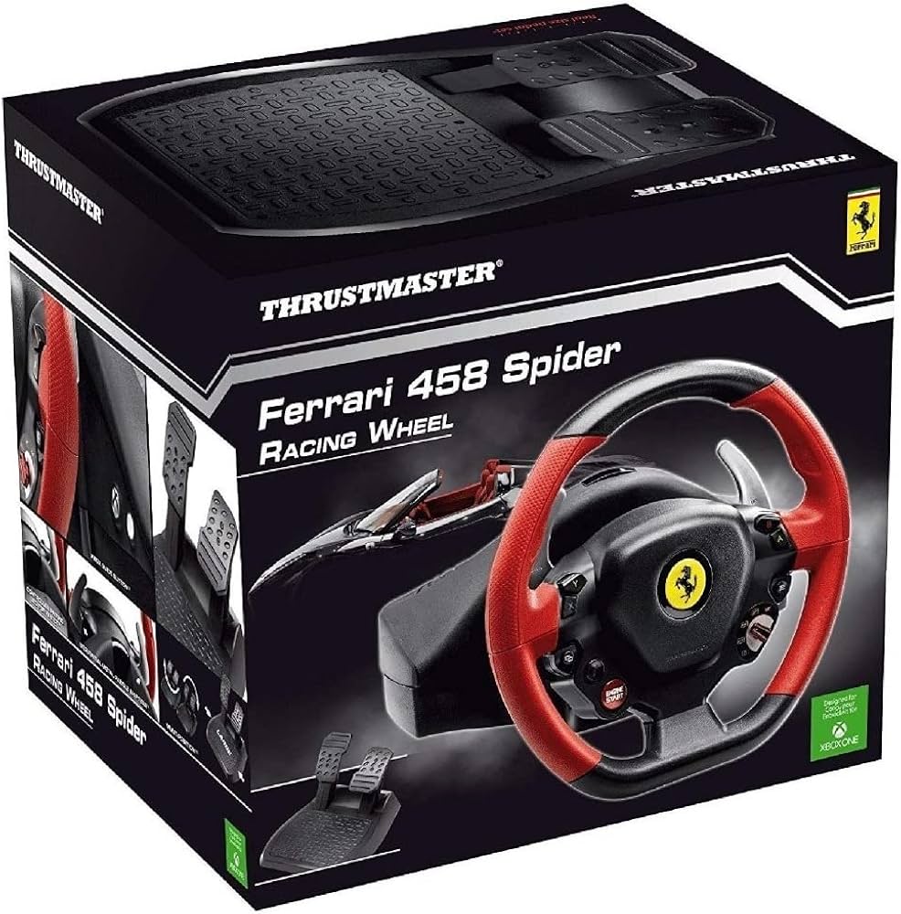 Thrustmaster Ferrari 458 Spider Black, Red Steering wheel + Pedals Xbox One | dynacor.co.za