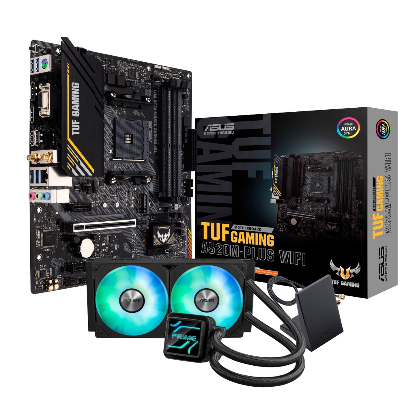 Asus TUF Gaming A520M-PLUS WiFi AM4 and Asus Prime LC 240 ARGB Liquid CPU Cooler Bundle | dynacor.co.za