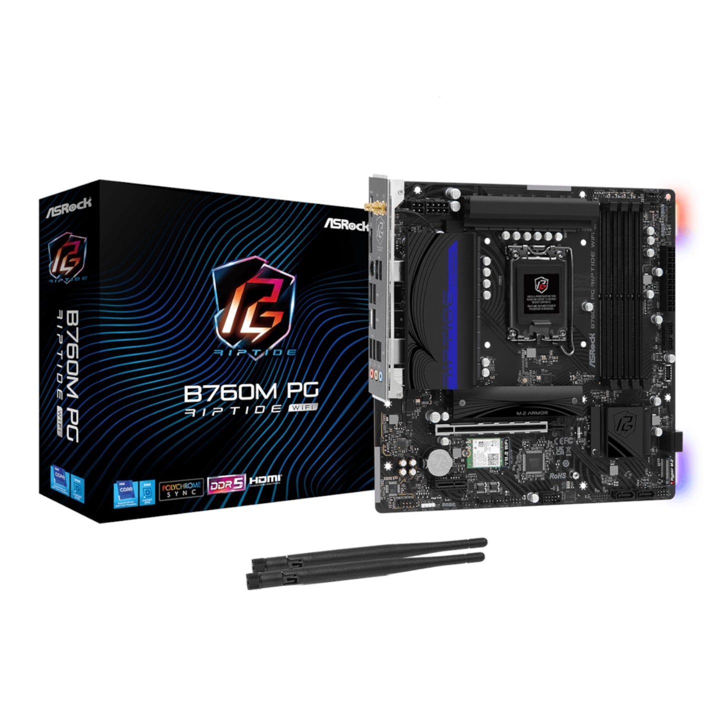 ASRock B760M PG Riptide Wi-Fi Intel LGA1700 Micro-ATX Motherboard | dynacor.co.za
