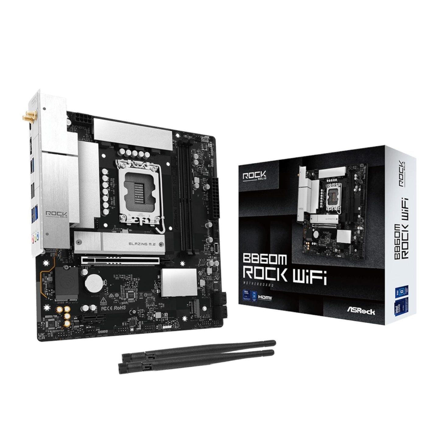 ASRock B860M Rock WiFi Intel LGA1851 MATX Gaming Motherboard | dynacor.co.za