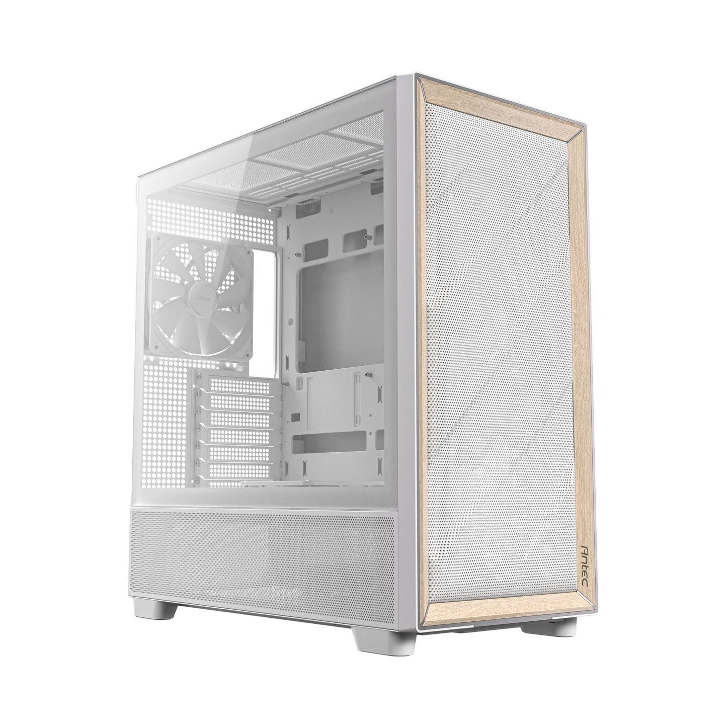 Antec FLUX Mid-Tower E-ATX Gaming Chassis Wood Front Panel - White | dynacor.co.za