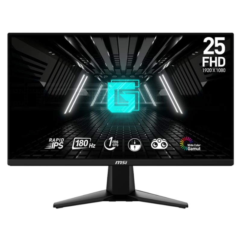 MSI G255F 25" Gaming Monitor 1920x1080 (FHD) Rapid IPS 1mz 180Hz Adaptive Sync HDMI Displayport Black | dynacor.co.za