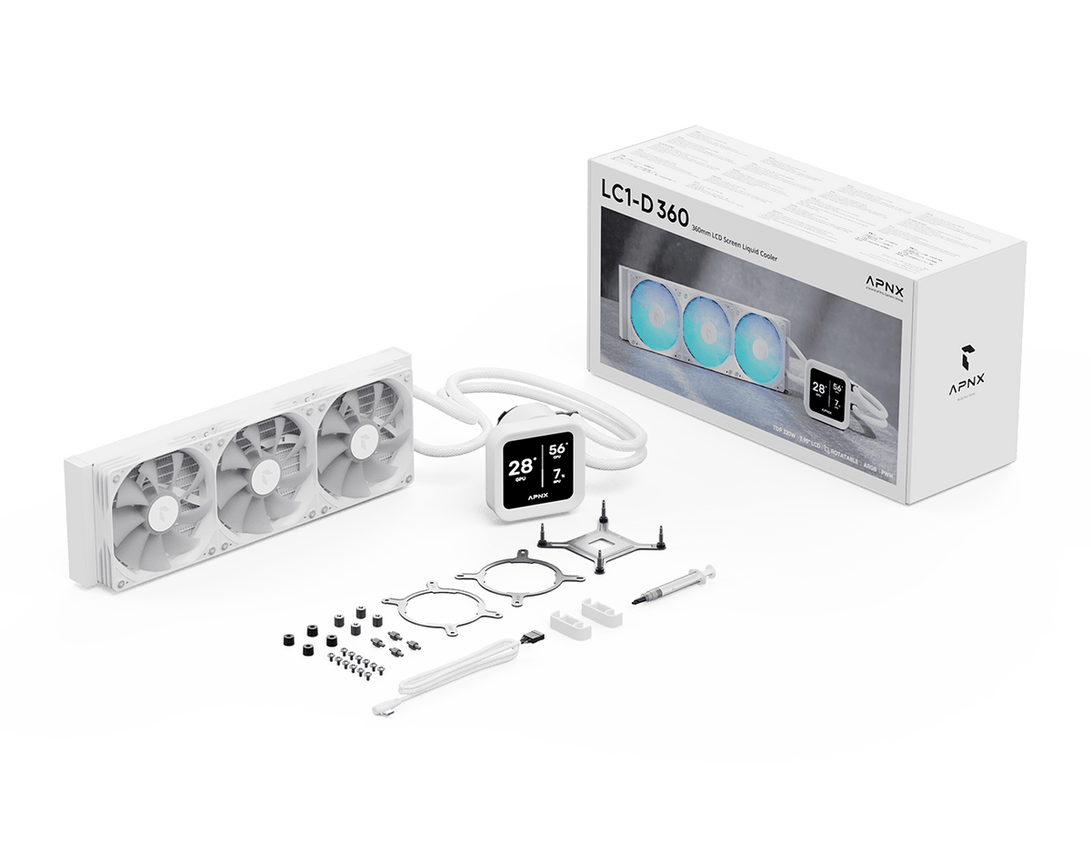 Aerocool APNX White Cooler with 4'' IPS LCD - 360mm | dynacor.co.za