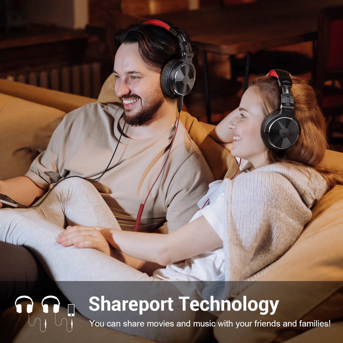 Oneodio Pro 10 Professional Wired Over Ear DJ and Studio Monitoring Headphones - Red/Black | dynacor.co.za