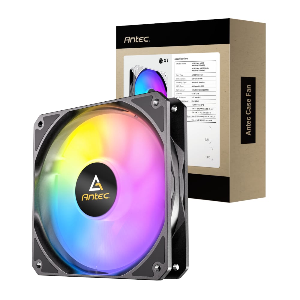 Antec P12 PWM 120mm ARGB Reverse Case Fan - Black | dynacor.co.za