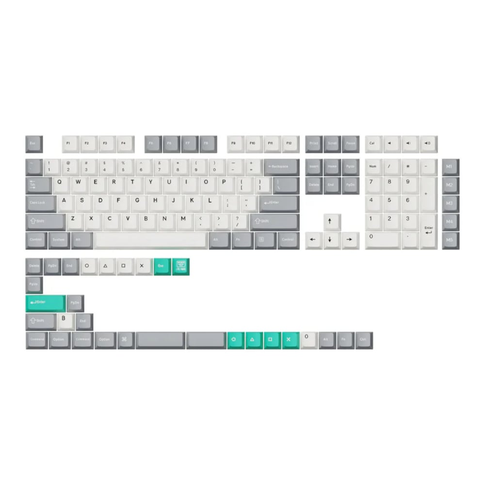 Keychron Cherry Profile Double Shot PBT Full Keycap Set - Grey/White/Mint | dynacor.co.za