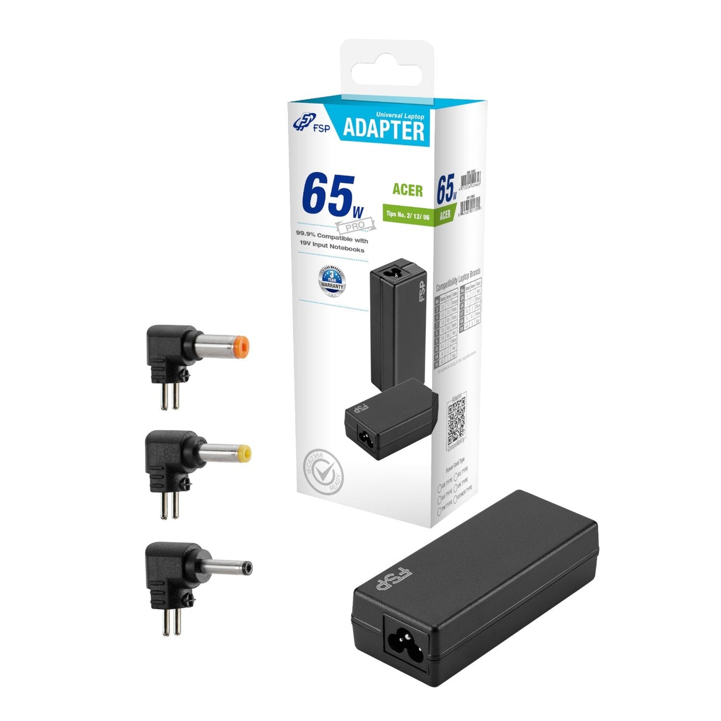 FSP PRO 65W Universal Laptop Adapter – Acer | dynacor.co.za