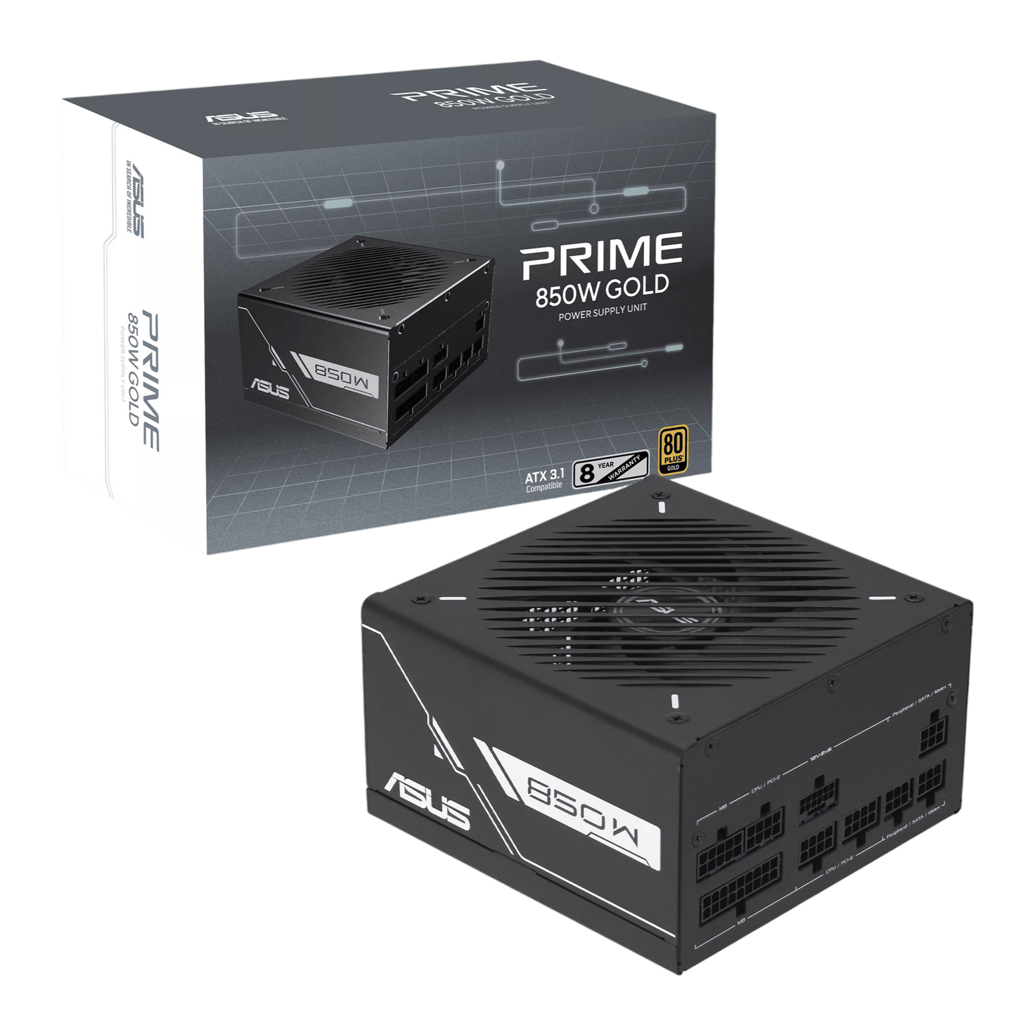 ASUS Prime 850W 80PLUS Gold Black Edition PCIe 5.0 Modular Power Supply | dynacor.co.za
