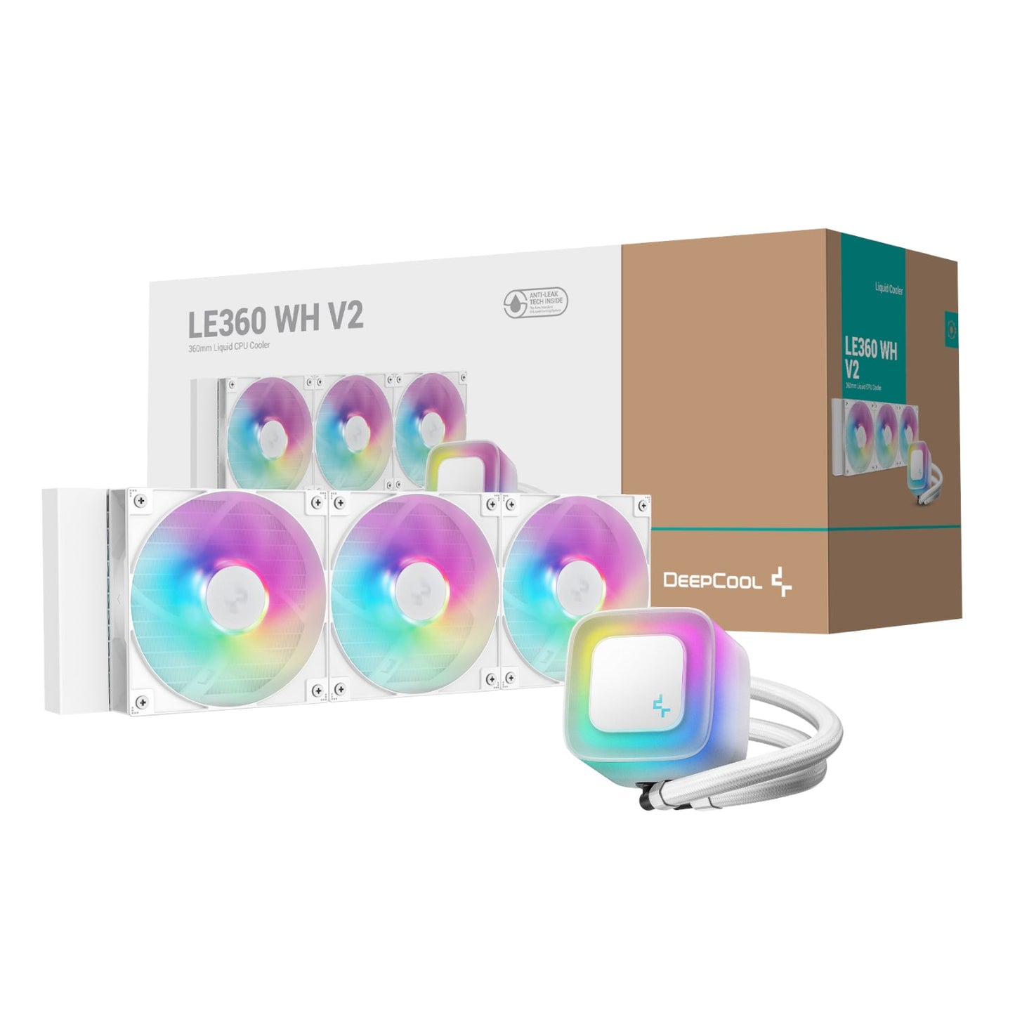 DeepCool LE360 V2 ARGB 360mm AIO Liquid Cooler - White | dynacor.co.za