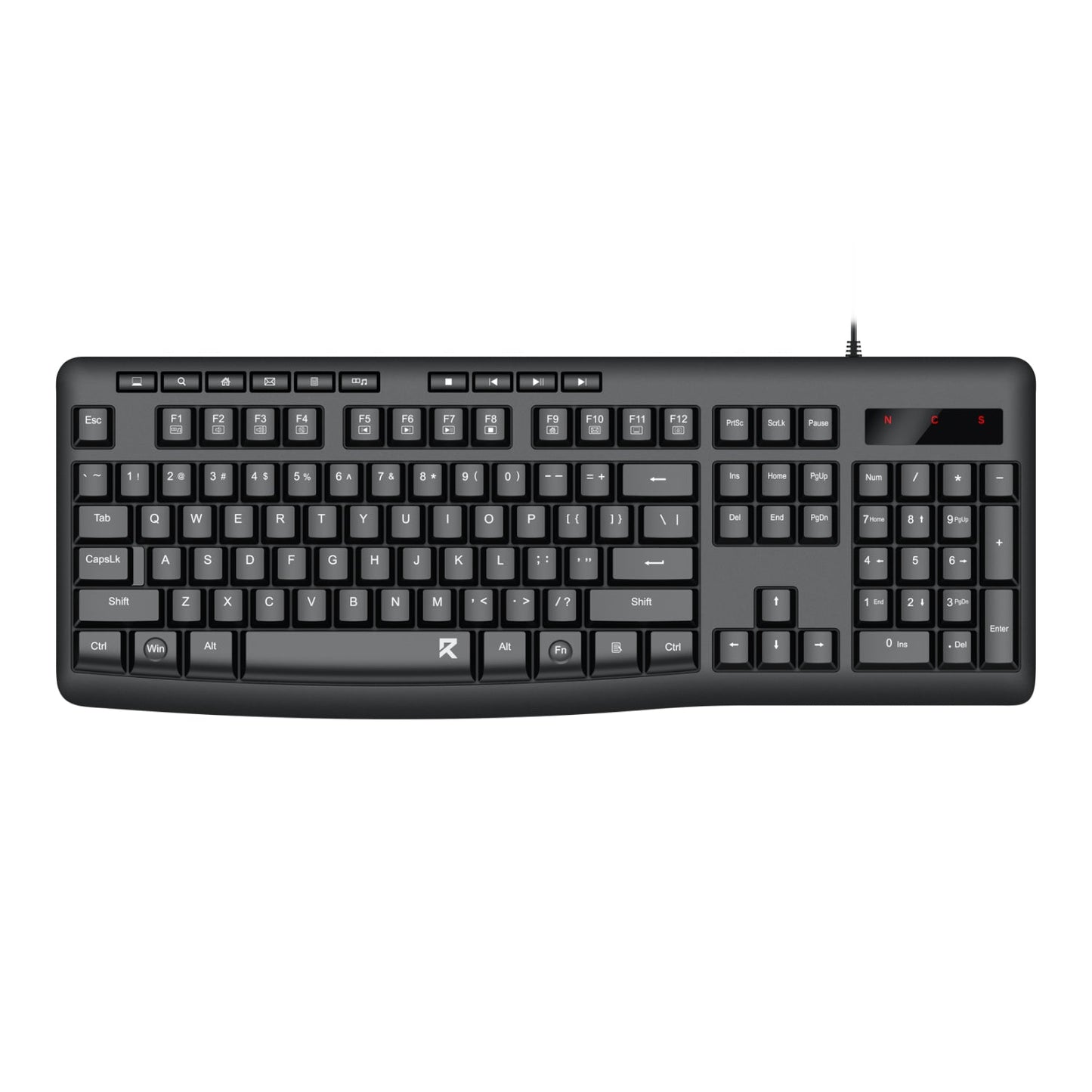 Redragon BK-7366 Full-size Ergonomic Wired Membrane Office Keyboard - Black | dynacor.co.za