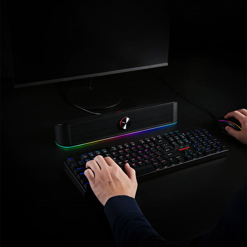 REDRAGON 2.0 Sound Bar ADIEMUS 2 x 3W RGB USB|Aux PC Gaming Speaker - Black | dynacor.co.za