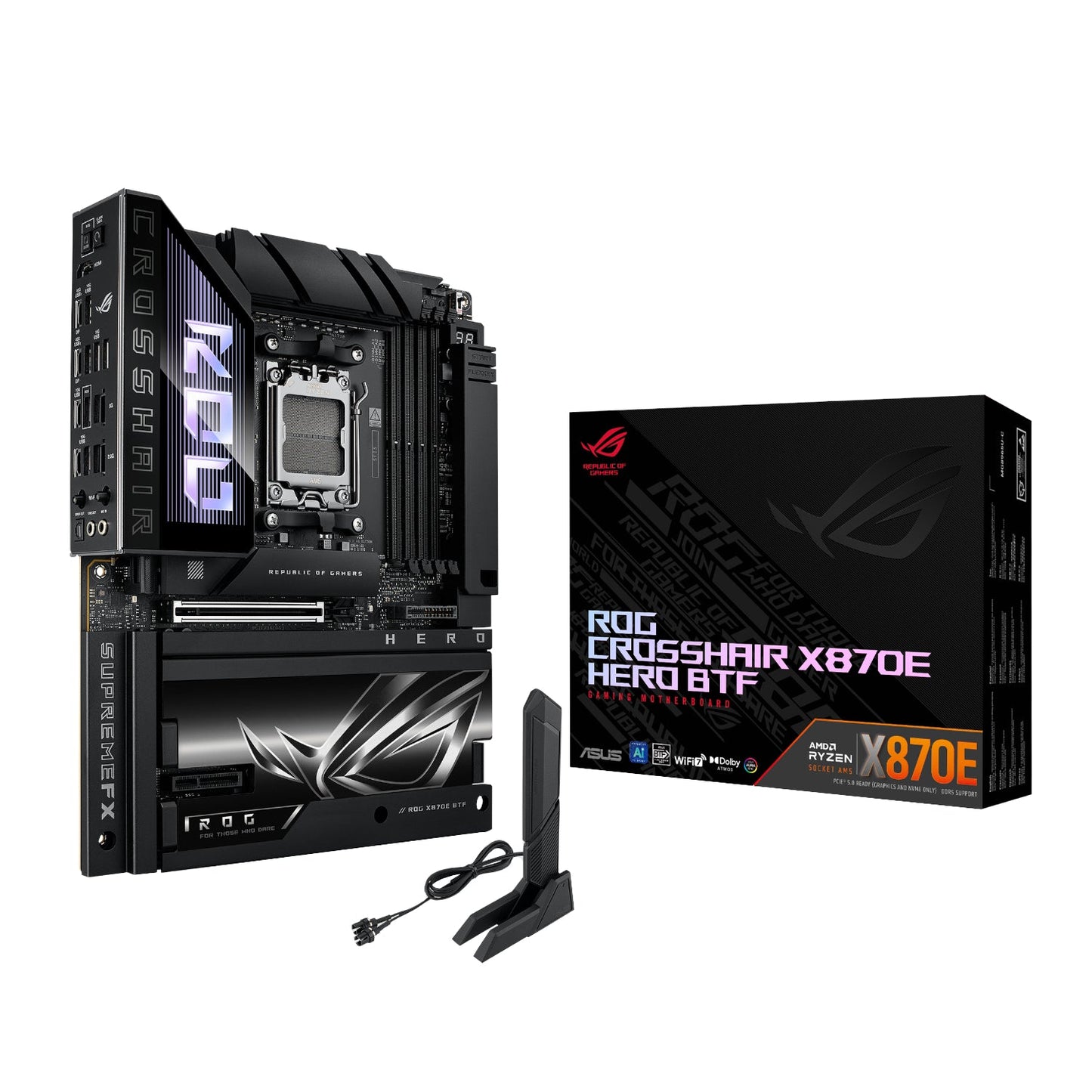 ASUS ROG CROSSHAIR X870E HERO BTF AMD AM5 ATX Gaming Motherboard | dynacor.co.za