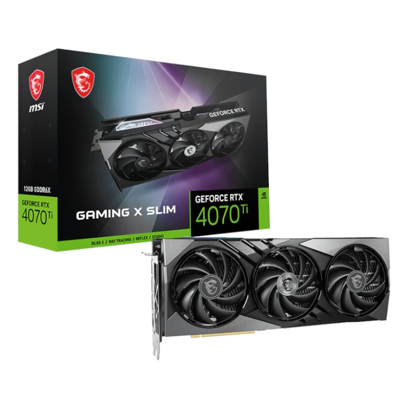 MSI Nvidia GeForce RTX 4070Ti Gaming X SLIM 12G GDDR6X 256-BIT Graphics Card | dynacor.co.za