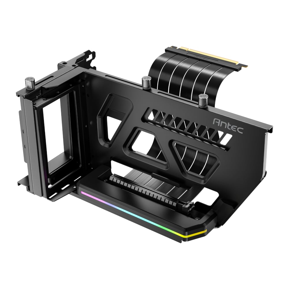 Antec SHIFT ARGB Vertical GPU Bracket with PCIe 4.0 Riser Cable - Black | dynacor.co.za