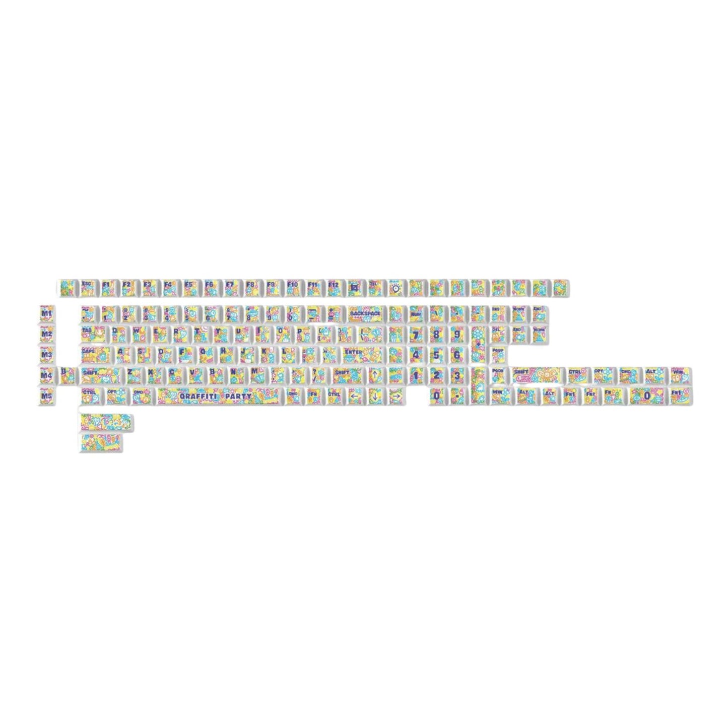 Keychron Graffiti Party – Cherry Profile Dye-Sub PBT Full Keycap Set (140 Keys, MX-Compatible) | dynacor.co.za