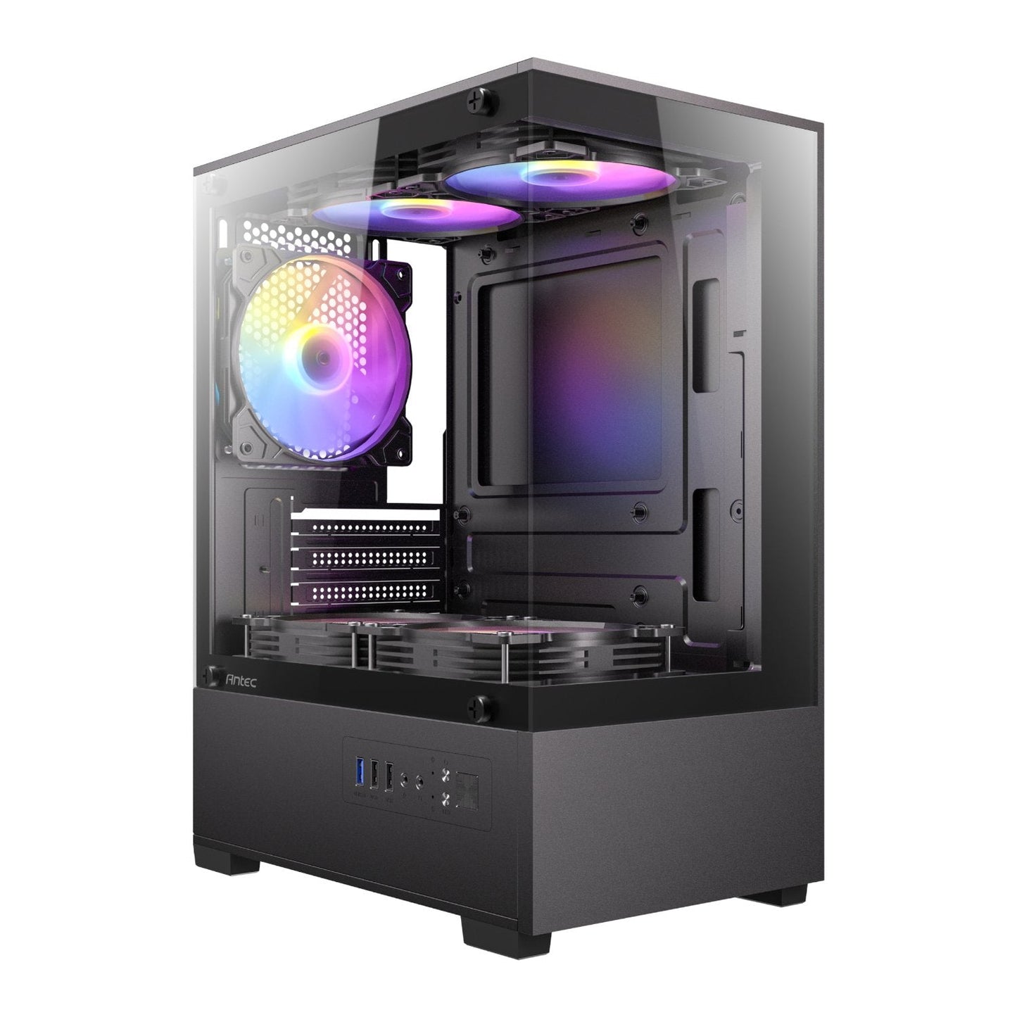 Antec VCX100M RGB Elite ATX, Micro-ATX, ITX Mini Tower Gaming Chassis – Black | dynacor.co.za