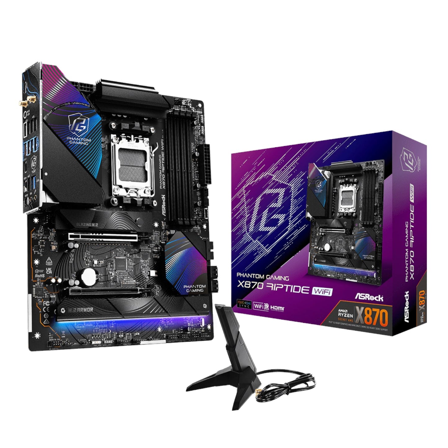 ASRock X870 Riptide AM5 Wi-Fi Phantom Gaming Motherboard | dynacor.co.za