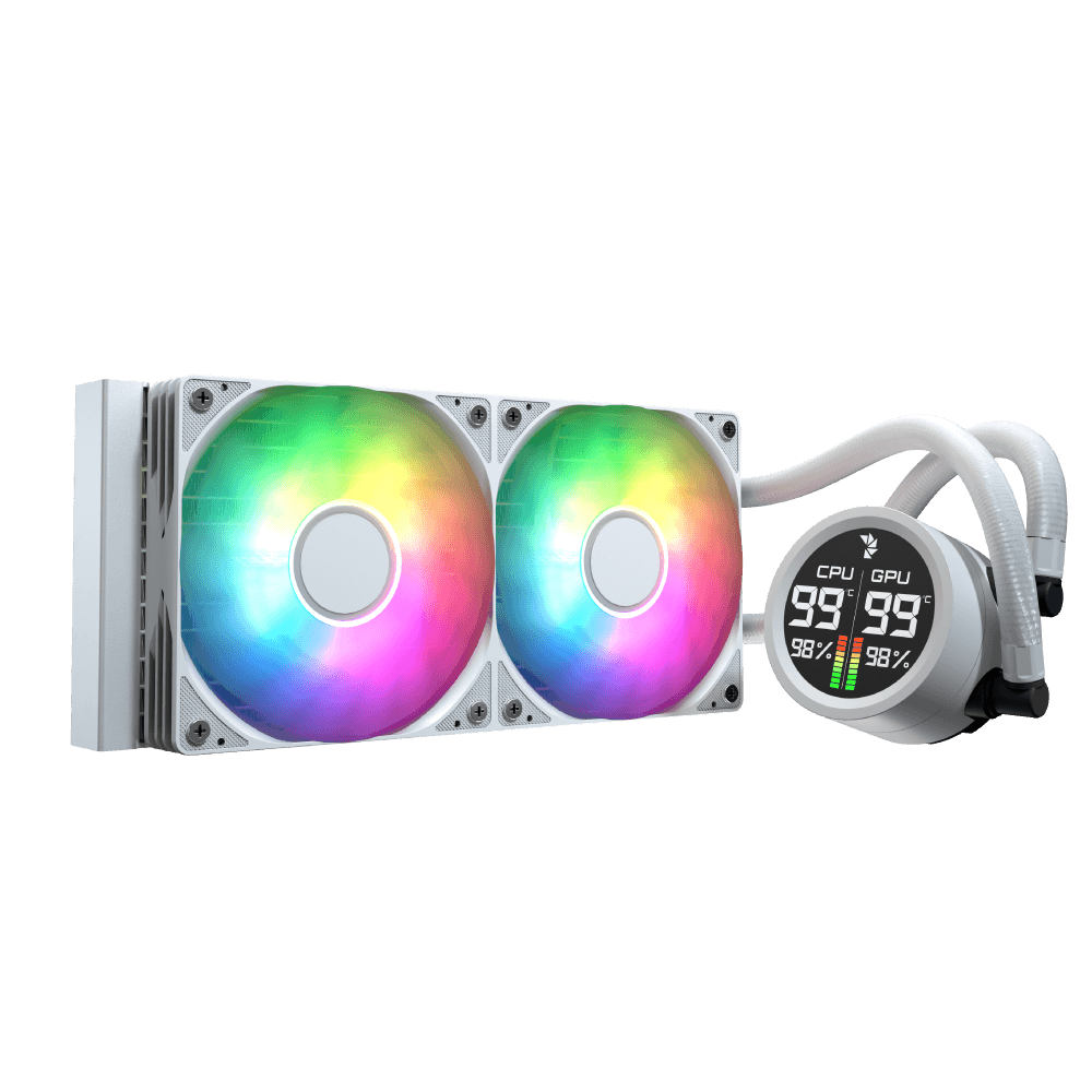 Aerocool Abyss L240 White with digital display - 240mm ARGB Liquid Cooler - Intel LGA1851/LGA1700 - AMD AM4/AM5. . | dynacor.co.za