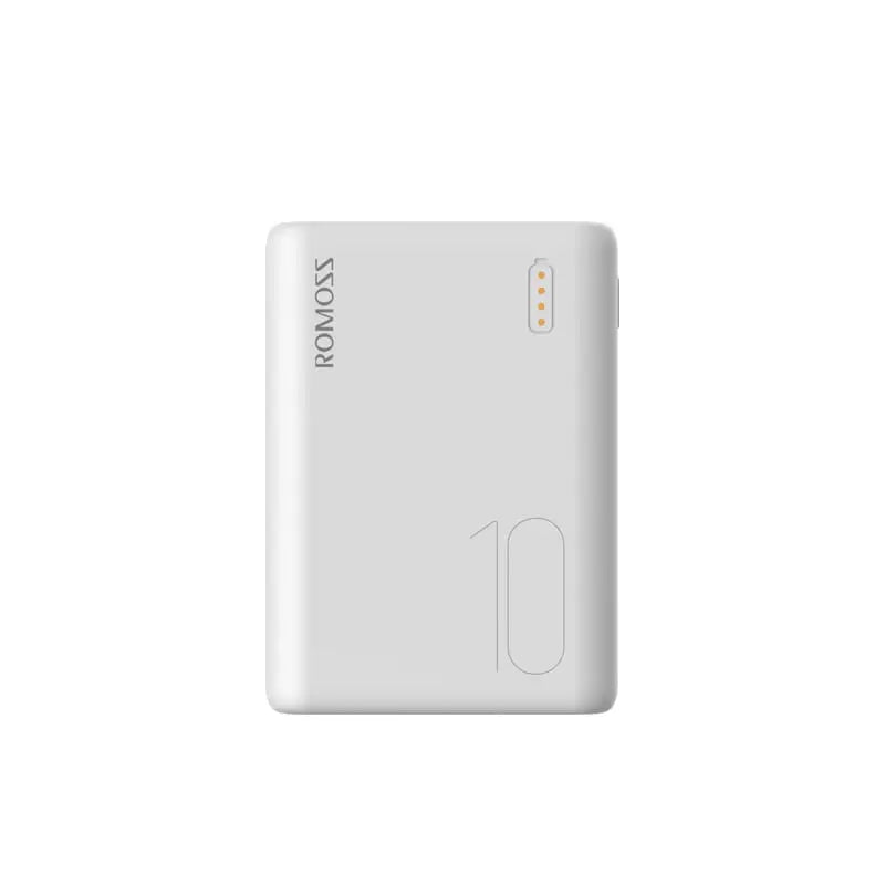 Romoss Simple 10 10000mAh Input: Type C|Lightning|Micro USB|Output: 2 x USB Power Bank - White | dynacor.co.za