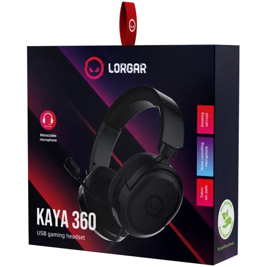 LORGAR Kaya 360 USB Gaming Headset with Mic - Black | dynacor.co.za