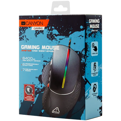 CANYON Gaming Mouse Apstar GM-12 RGB 6buttons Wired Dark Grey | dynacor.co.za