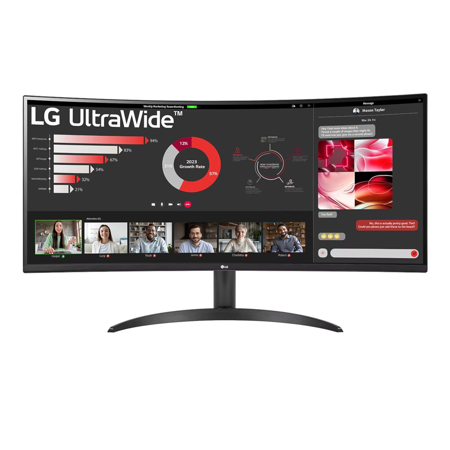 LG 34" UltraWide QHD Curved Monitor (100Hz, FreeSync, HDR10, HDMI/DP) | dynacor.co.za