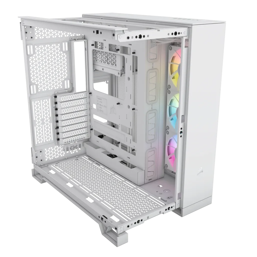 CORSAIR 6500X RGB Mid-Tower White Dual Chamber PC Case; 2x 3.5'' |  2x 2.5'' Drive Bays; 360mm Radiator compatible; 3x 120mm fan incl | dynacor.co.za