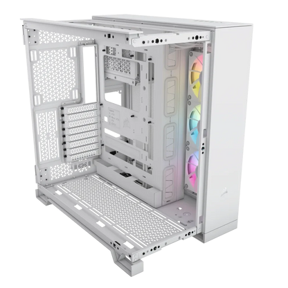 CORSAIR 6500X RGB Mid-Tower White Dual Chamber PC Case; 2x 3.5'' |  2x 2.5'' Drive Bays; 360mm Radiator compatible; 3x 120mm fan incl | dynacor.co.za