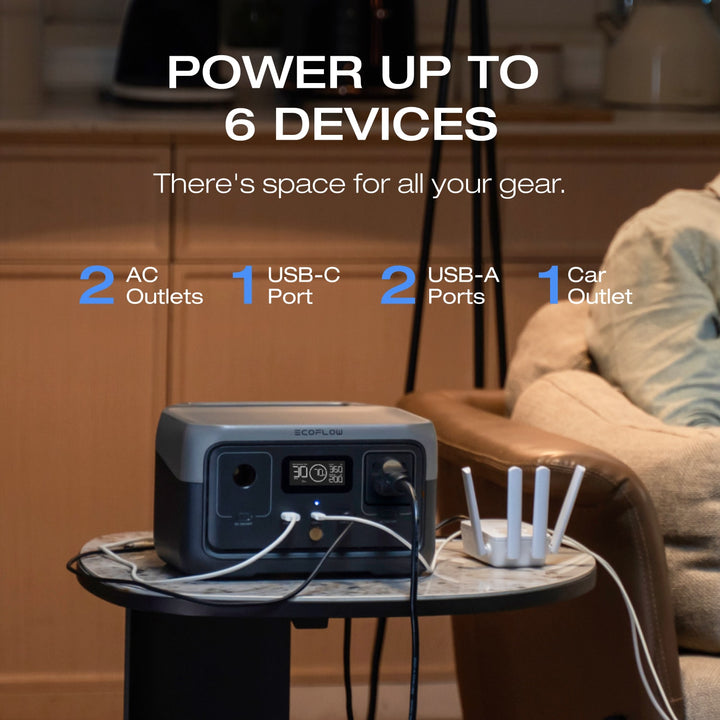 ECOFLOW RIVER 2 Portable Power Station - 256Wh LFP battery -  300W Output 110W Solar input - SA Socket