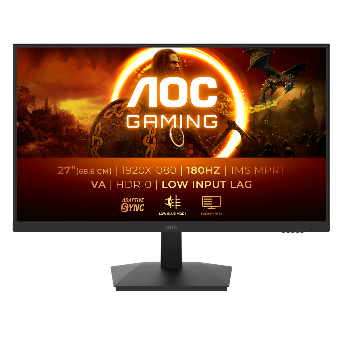 AOC 27G15N Gaming Monitor|27 inch|VA FHD 1920x1080 180hz|1ms|HDMI DP|VESA|Flicker Free;|Low Blue Mode|Adaptive Sync | dynacor.co.za