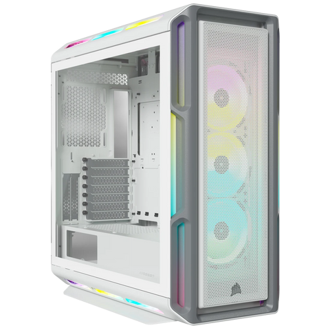 CORSAIR 5000T RGB White Tempered Glass Mid-Tower; 2x 3.5'' |  4x 2.5'' Drive Bays; Up to 360mm Radiator compatible; 4x 120mm fan incl | dynacor.co.za