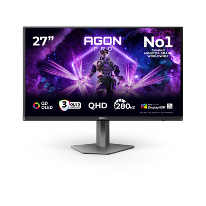 AOC AG276QZD2 AGON|27 inch OLED QHD 2560x1440 240Hz|0.03ms| 450nits|HDMI DP| Speakers|Ergo Stand|Pivot|Swivel|2YR Warranty | dynacor.co.za