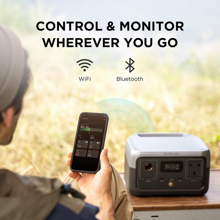 ECOFLOW RIVER 2 Portable Power Station - 256Wh LFP battery -  300W Output 110W Solar input - SA Socket