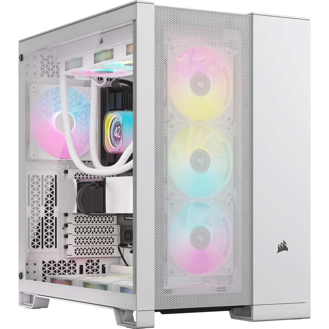 CORSAIR 6500D Airflow White Tempered Glass Mid-Tower; 2x 3.5'' |  2x 2.5'' Drive Bays; Up to 360mm Radiator compatible | dynacor.co.za