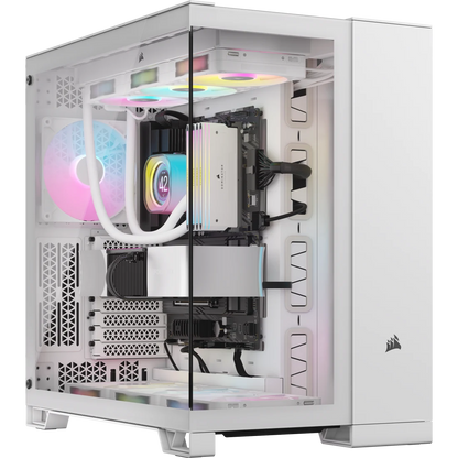 CORSAIR 6500X RGB Mid-Tower White Dual Chamber PC Case; 2x 3.5'' |  2x 2.5'' Drive Bays; 360mm Radiator compatible; 3x 120mm fan incl | dynacor.co.za
