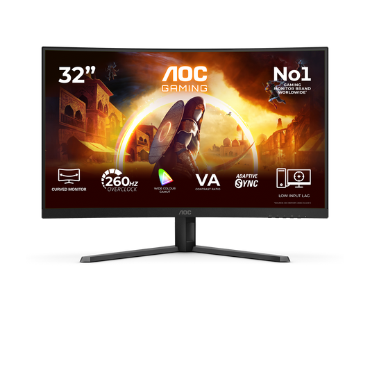 AOC- C32G42ZE Curved Monitor| 32 inch|VA FHD 240Hz|MPRT 1500R|0.3ms|HDMI DP|VESA|Low Blue Model | Adaptive Syn|Curved|2YR | dynacor.co.za