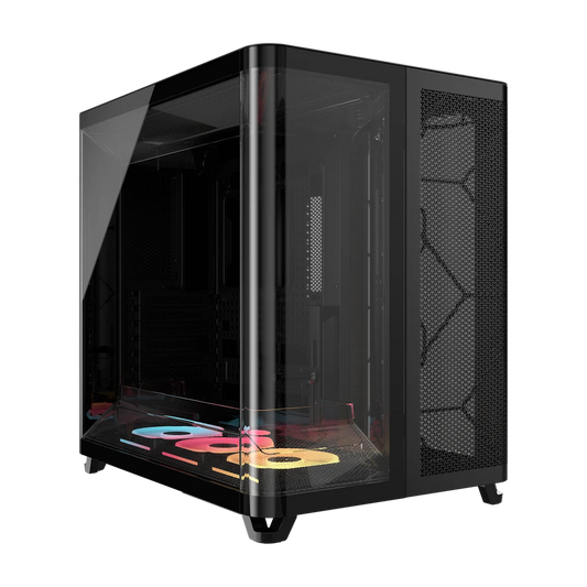 CORSAIR AIR 5400 LX-R RGB iCUE LINK Triple Chamber Mid-Tower PC Case ;3x Fans included;2x 2.5'' ; 1x 3.5'';  Black | dynacor.co.za