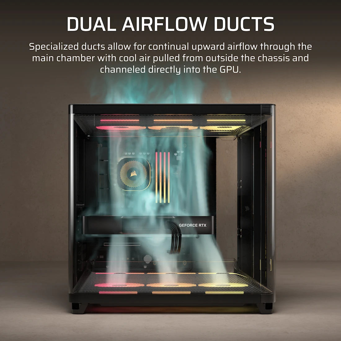CORSAIR AIR 5400 LX-R RGB iCUE LINK Triple Chamber Mid-Tower PC Case ;3x Fans included;2x 2.5'' ; 1x 3.5'';  Black | dynacor.co.za