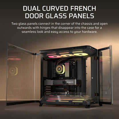 CORSAIR AIR 5400 LX-R RGB iCUE LINK Triple Chamber Mid-Tower PC Case ;3x Fans included;2x 2.5'' ; 1x 3.5'';  Black | dynacor.co.za