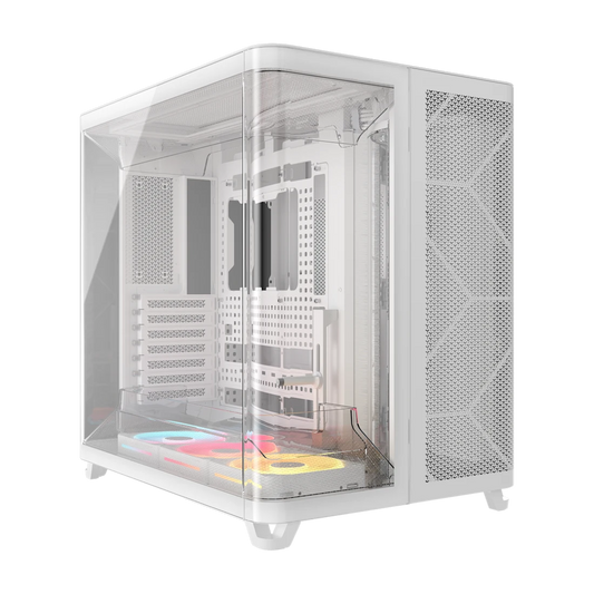 CORSAIR AIR 5400 LX-R RGB iCUE LINK Triple Chamber Mid-Tower PC Case ;3x Fans included;2x 2.5'' ; 1x 3.5''; White | dynacor.co.za