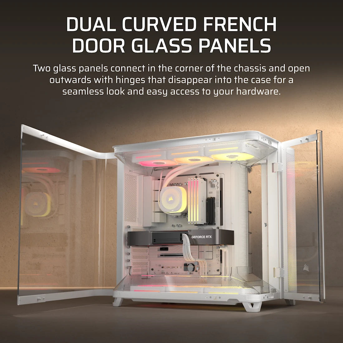 CORSAIR AIR 5400 LX-R RGB iCUE LINK Triple Chamber Mid-Tower PC Case ;3x Fans included;2x 2.5'' ; 1x 3.5''; White | dynacor.co.za