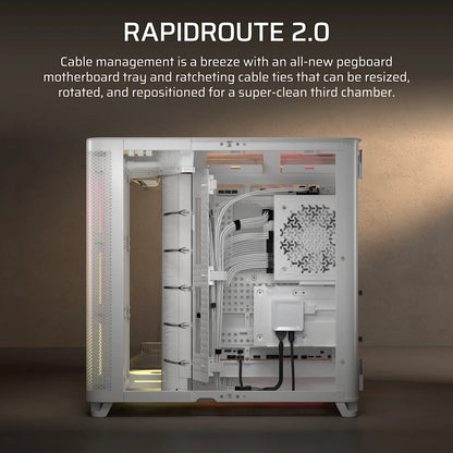 CORSAIR AIR 5400 LX-R RGB iCUE LINK Triple Chamber Mid-Tower PC Case ;3x Fans included;2x 2.5'' ; 1x 3.5''; White | dynacor.co.za
