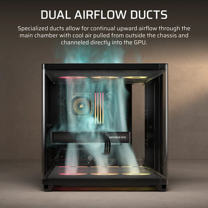 CORSAIR AIR 5400 RS-R ARGB Triple Chamber Mid-Tower PC Case ; 3x Fans Included; 2x 2.5'' ; 1x 3.5'' Black | dynacor.co.za