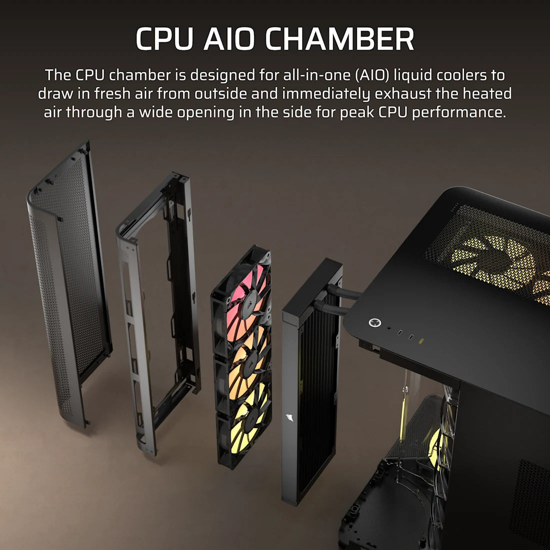 CORSAIR AIR 5400 RS-R ARGB Triple Chamber Mid-Tower PC Case ; 3x Fans Included; 2x 2.5'' ; 1x 3.5'' Black | dynacor.co.za