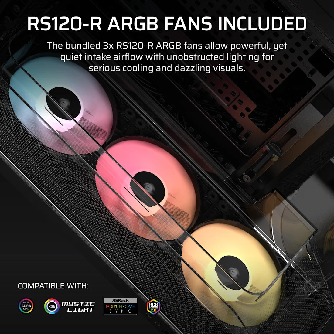 CORSAIR AIR 5400 RS-R ARGB Triple Chamber Mid-Tower PC Case ; 3x Fans Included; 2x 2.5'' ; 1x 3.5'' Black | dynacor.co.za