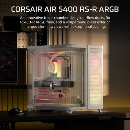 CORSAIR AIR 5400 RS-R ARGB Triple Chamber Mid-Tower PC Case ; 3x Fans Included; 2x 2.5'' ; 1x 3.5''  White | dynacor.co.za