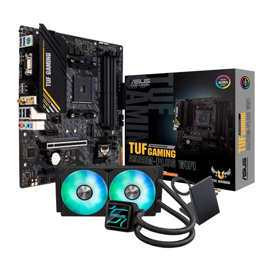 Asus TUF Gaming A520M-PLUS WiFi AM4 and Asus Prime LC 240 ARGB Liquid CPU Cooler Bundle | dynacor.co.za