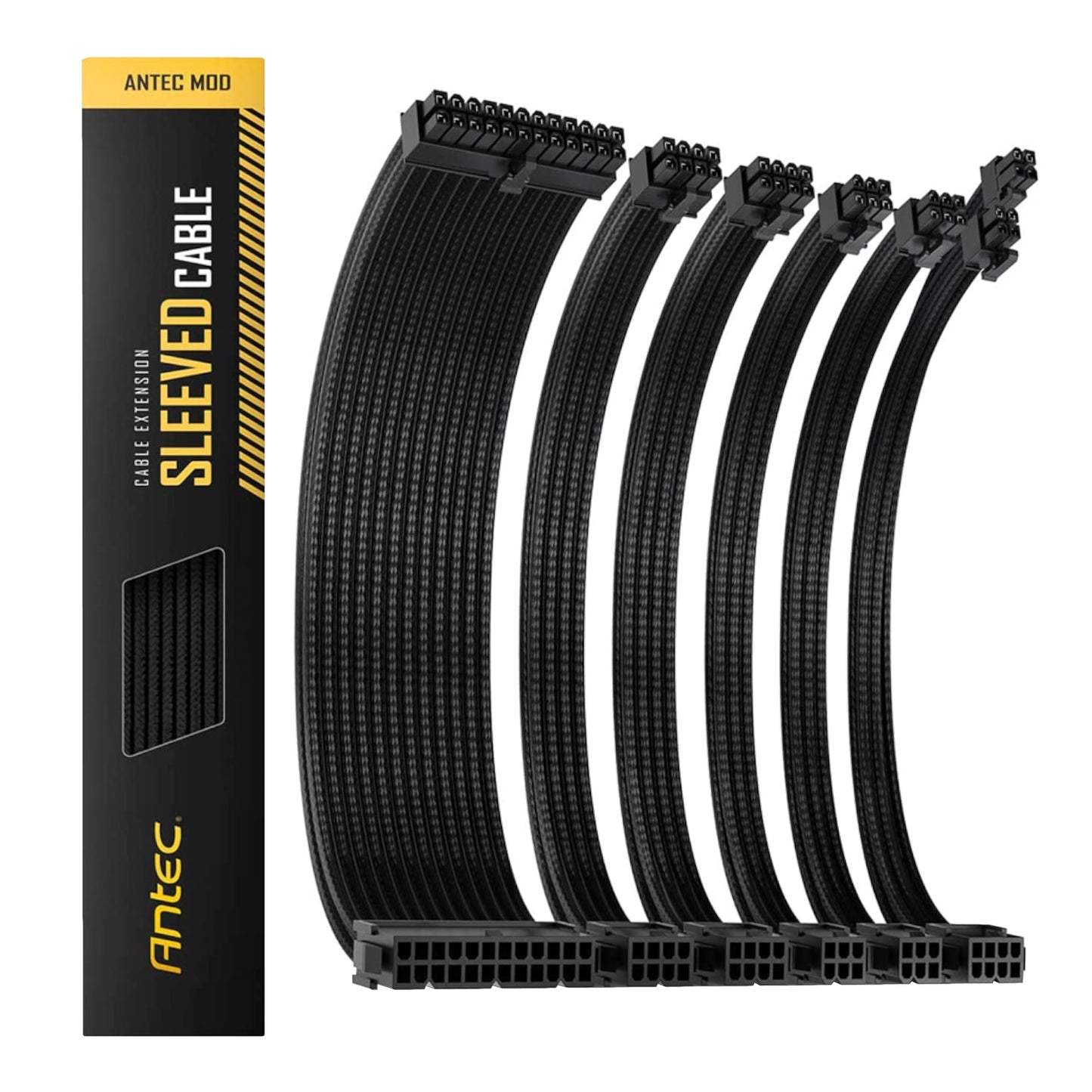 Antec 300mm Sleeved Braided Power Extension Cable Kit - Black  | dynacor.co.za